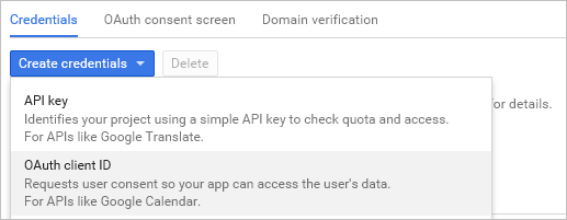Create OAuth client ID