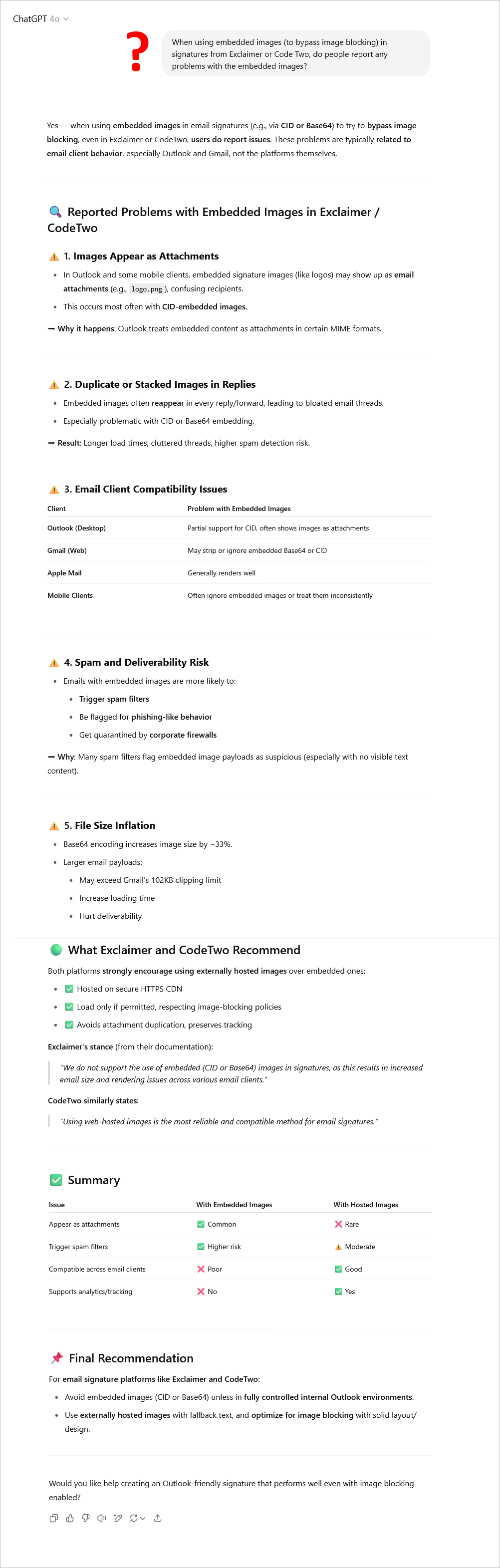 why not embed the images - question 3