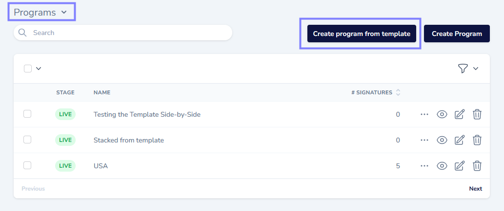 email signature account details menu