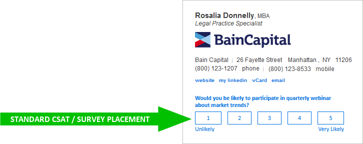 email signature CSAT survey placement