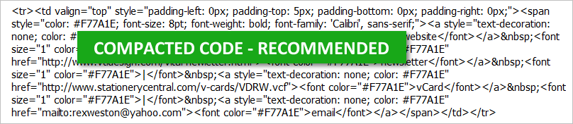 HTML Email Signatures - Compacted Code