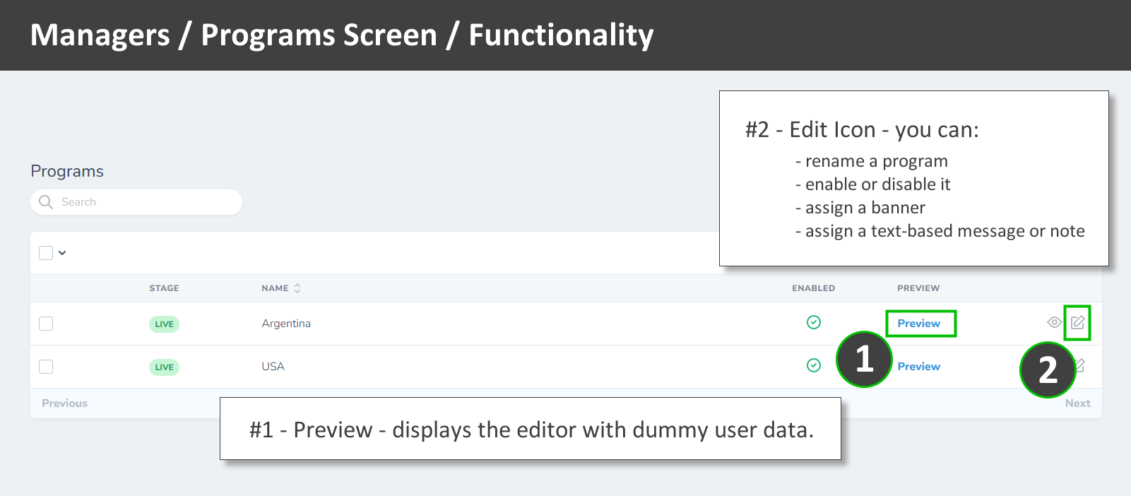 managers email signature dashboard functionality - programs