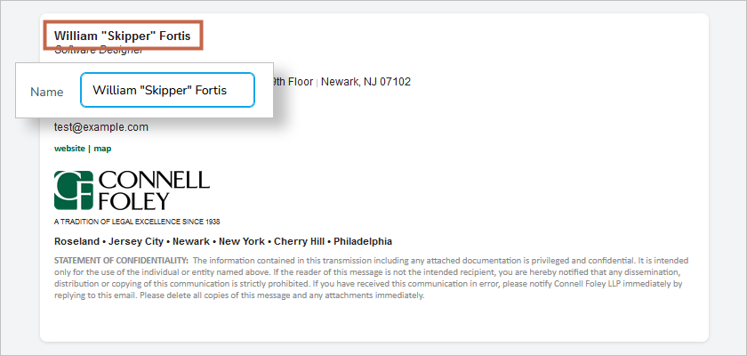 Email Signatures Appearance of Name