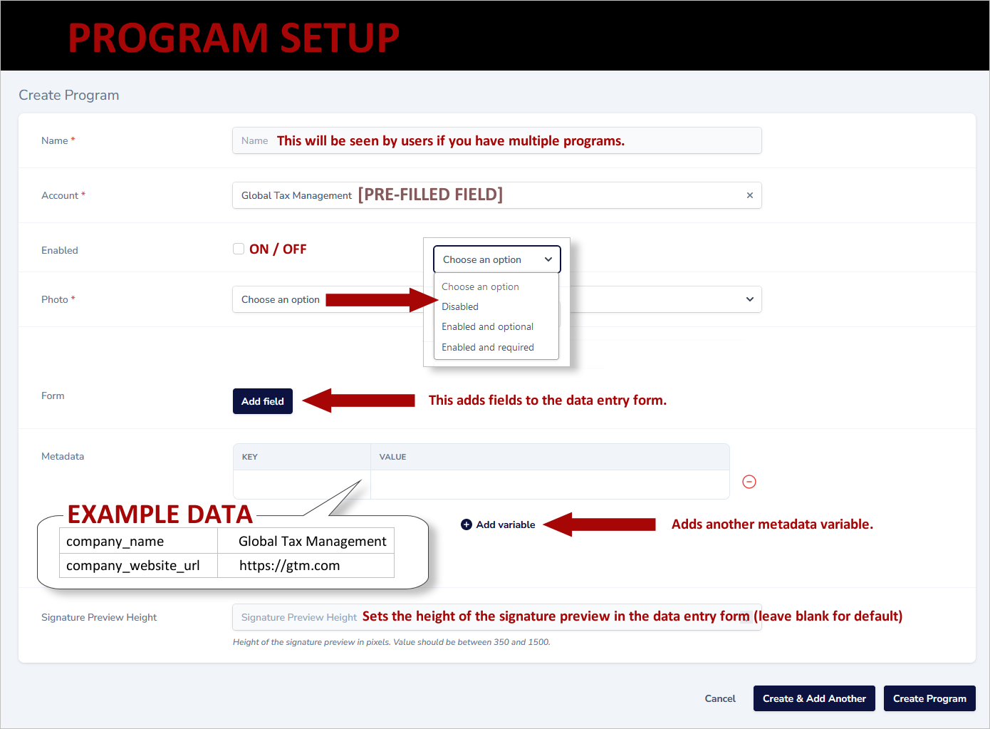 email signature program setup overview