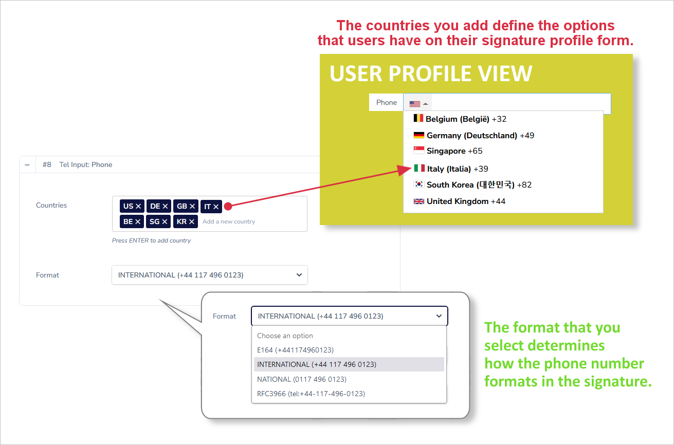 email signature tel field