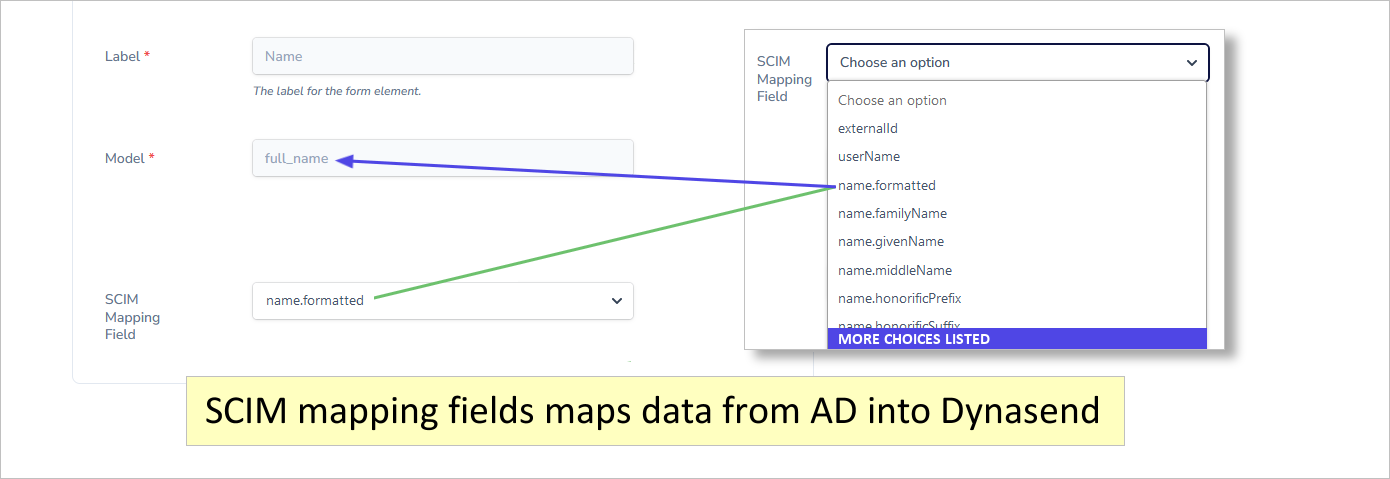 SCIM mapping field