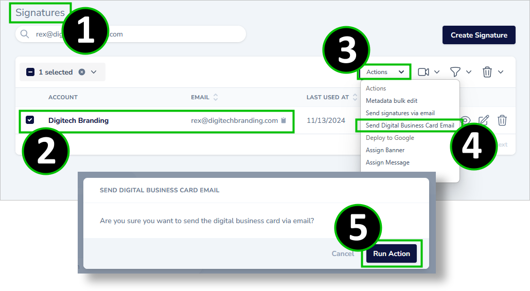 send digital business card by email - 1