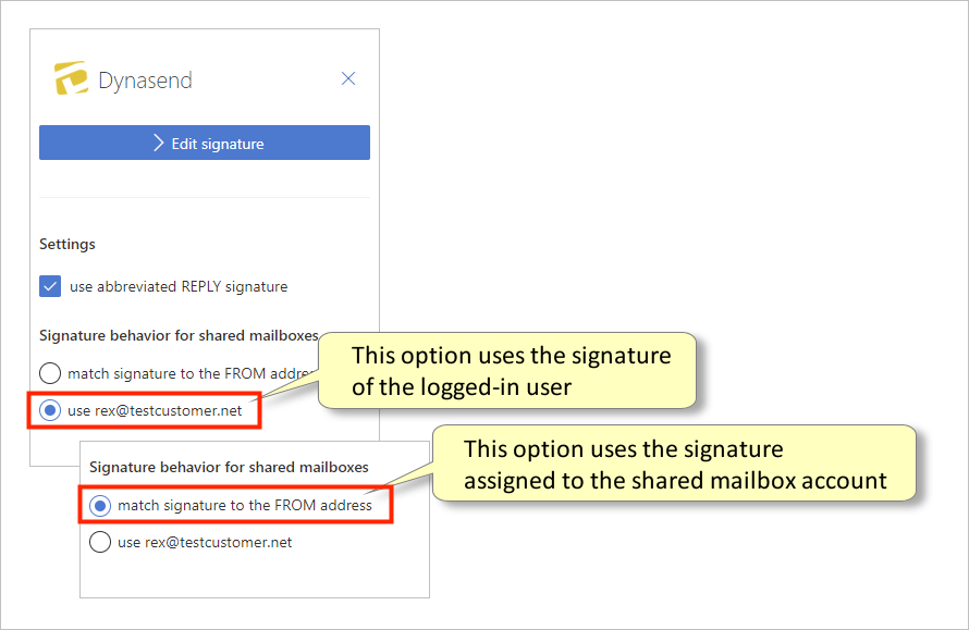 setting the signature for shared mailboxes